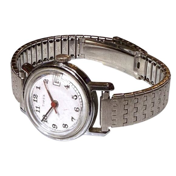 VTG Timex Casual Watch Womens Stainless Fold Over Clasp Bracelet Manual RUNS
